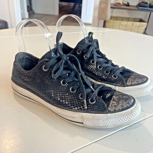 Converse Chuck Taylor All Star 2 Shoes Womens Sz 7 Black Sequin Sneakers Metal